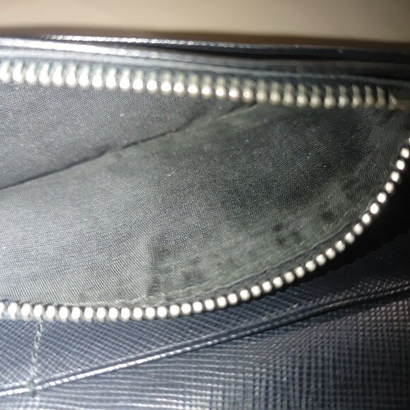 Prada Wallet Milano Black Leather Vinyl Long Metal Zipper Card Slots Pockets - Picture 12 of 15